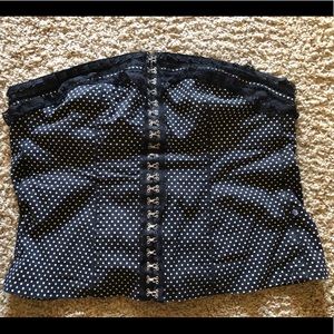Tripp NYC black & white polka dots corset tube top